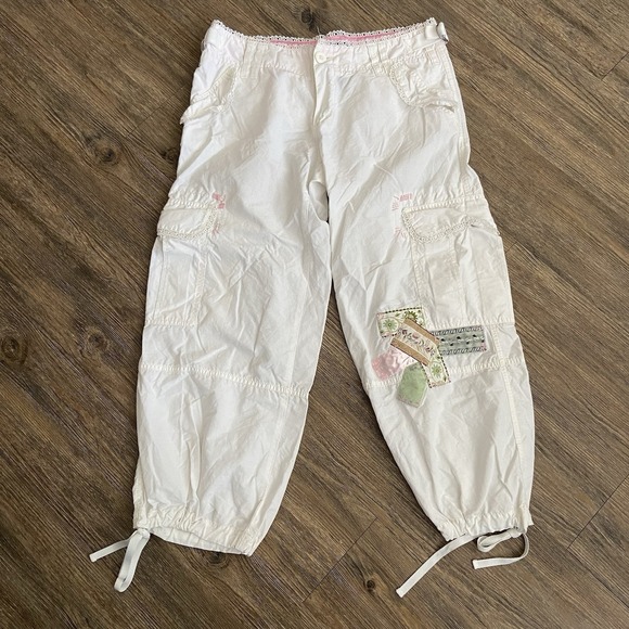 Miss Me Cargo Wide Leg Loose Baggy White Y2K Utility Military Pants Size Large L - Picture 1 of 9